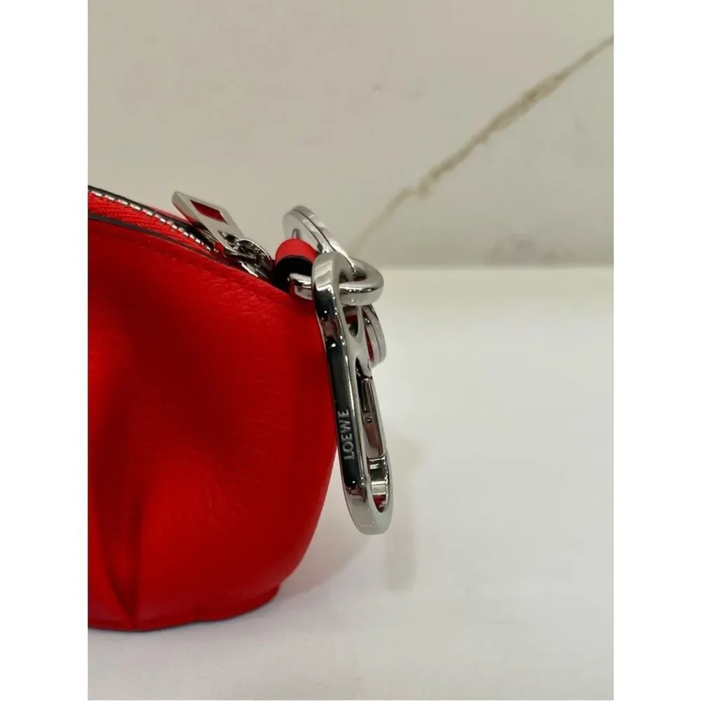 Loewe Red Elephant Coin Pouch Keychain Bag Charm Leather